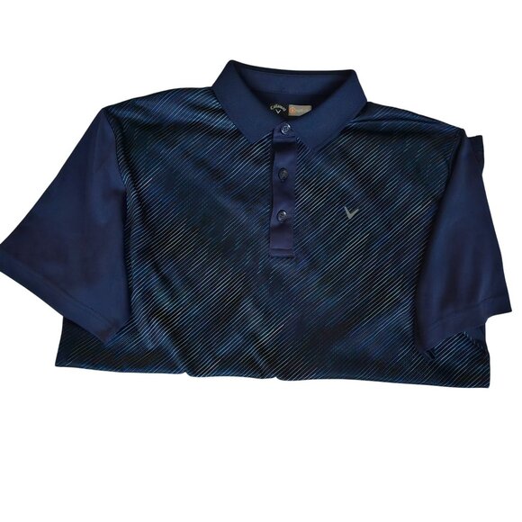 Callaway Opti-Dri Navy Blue Striped Short Sleeve Golf Tee Polo Shirt Size Medium - Picture 5 of 8